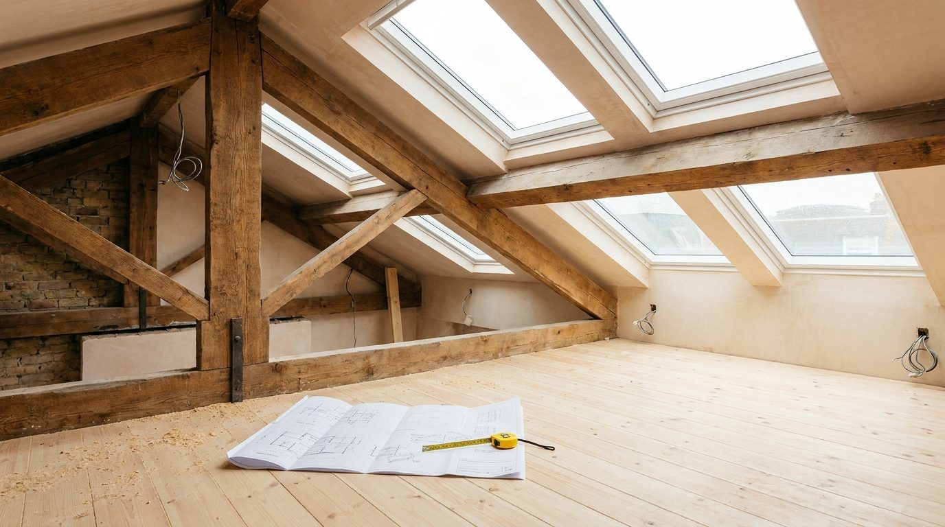 London loft conversion mid-renovation